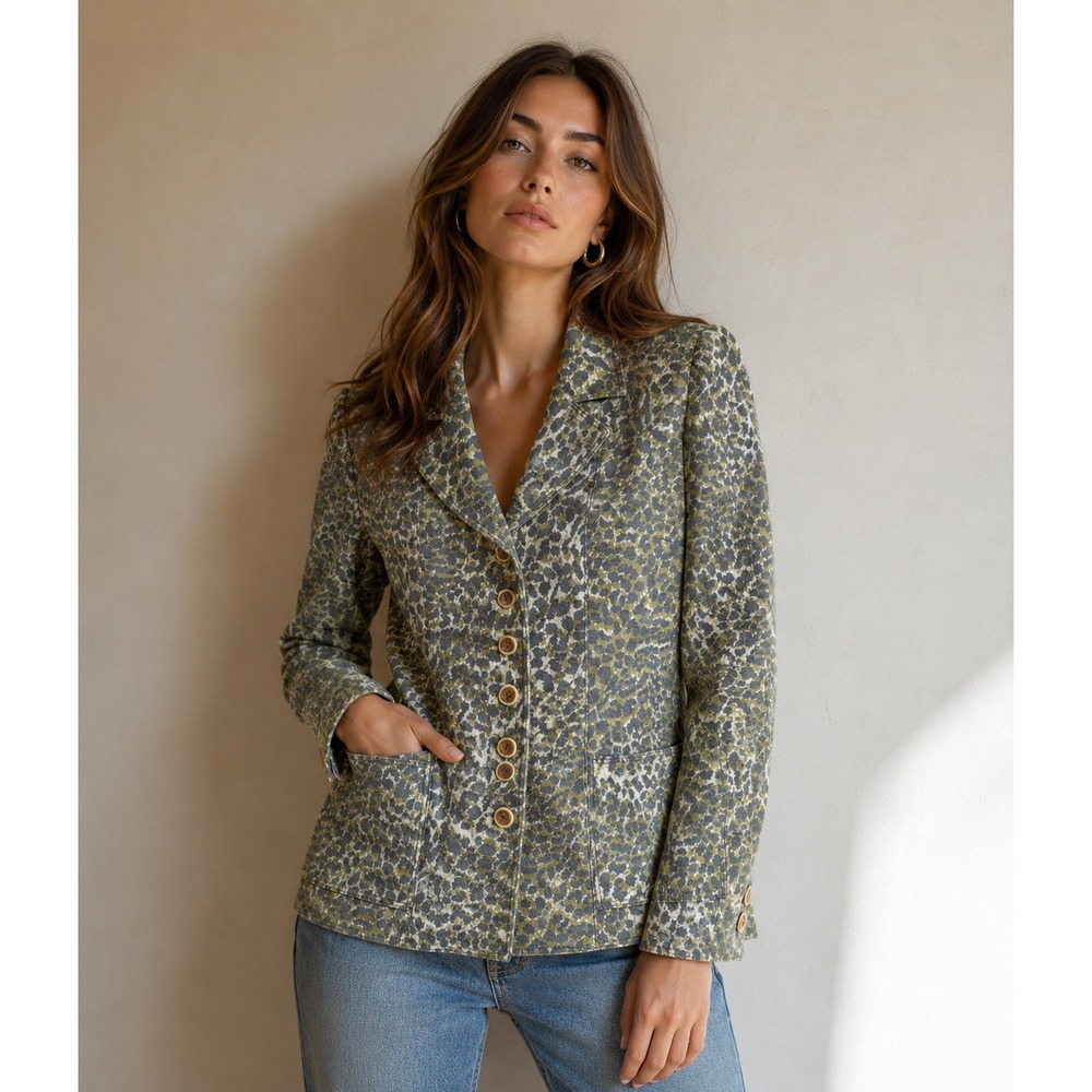 Emanuel Ungaro Parallele Leopard Print Wool Blazer Made in Italy Vtg Y2K luxury